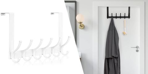 A white coat rack in a room