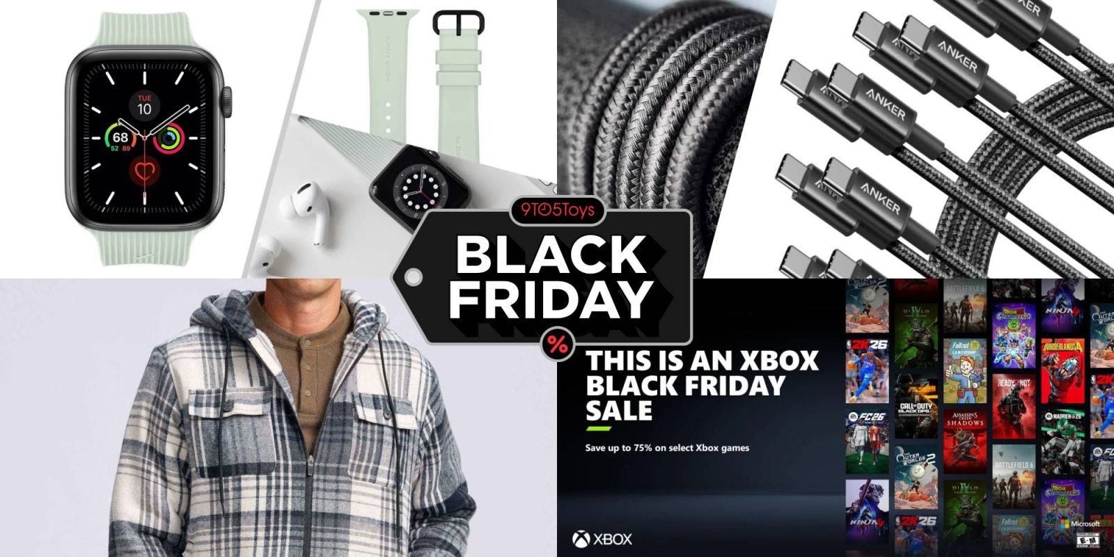 A collage of a man with a black friday sale tag