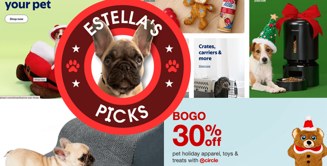 A collage of a dog and a stuffed animal