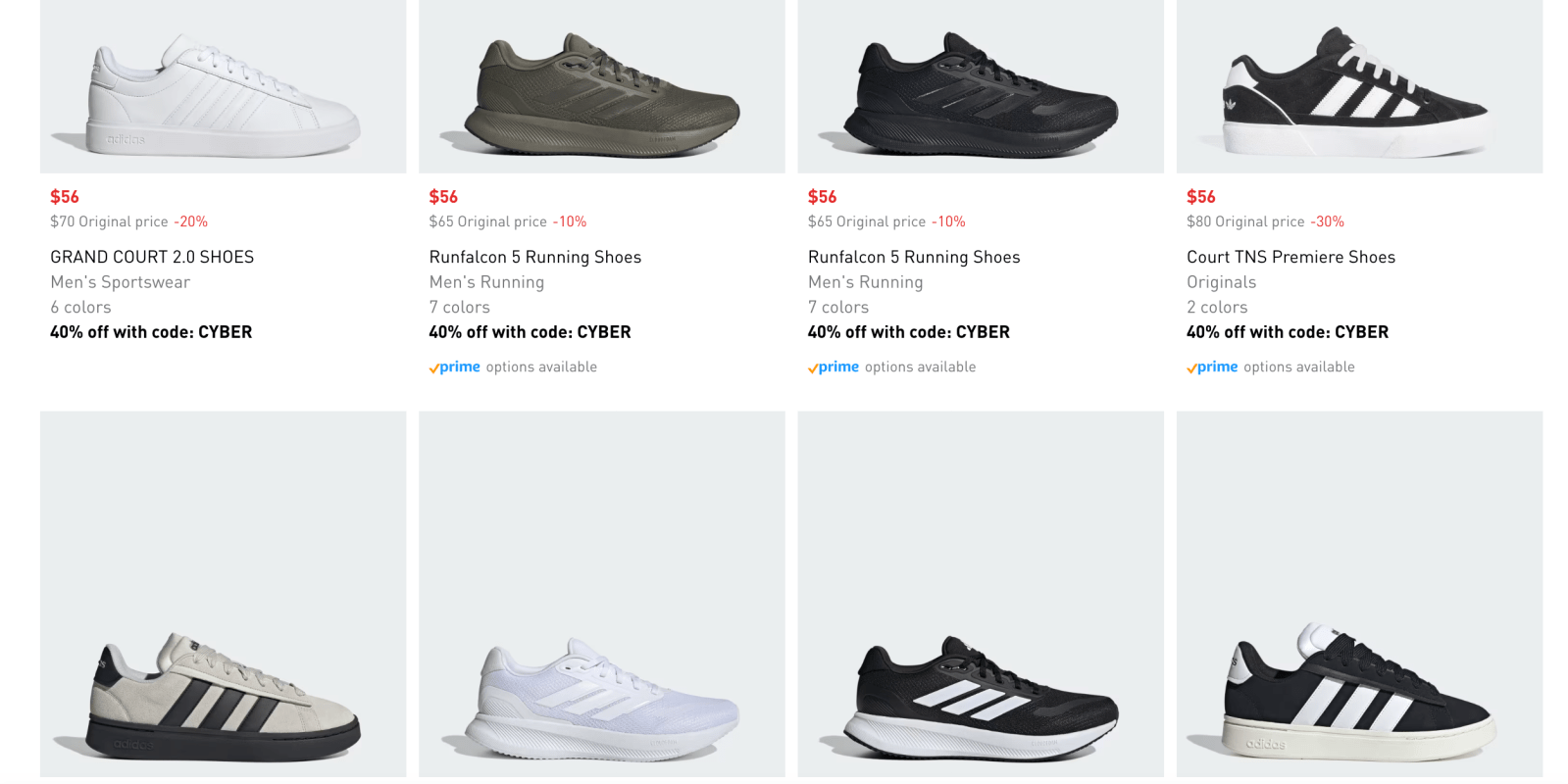 A screenshot of a shoe sale