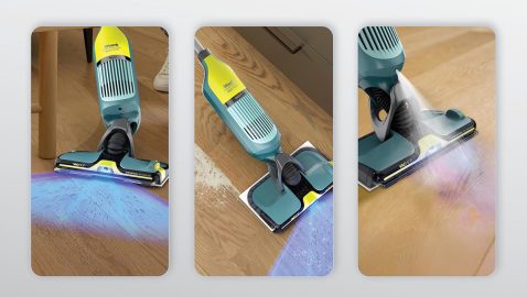 A collage of a vacuum cleaner