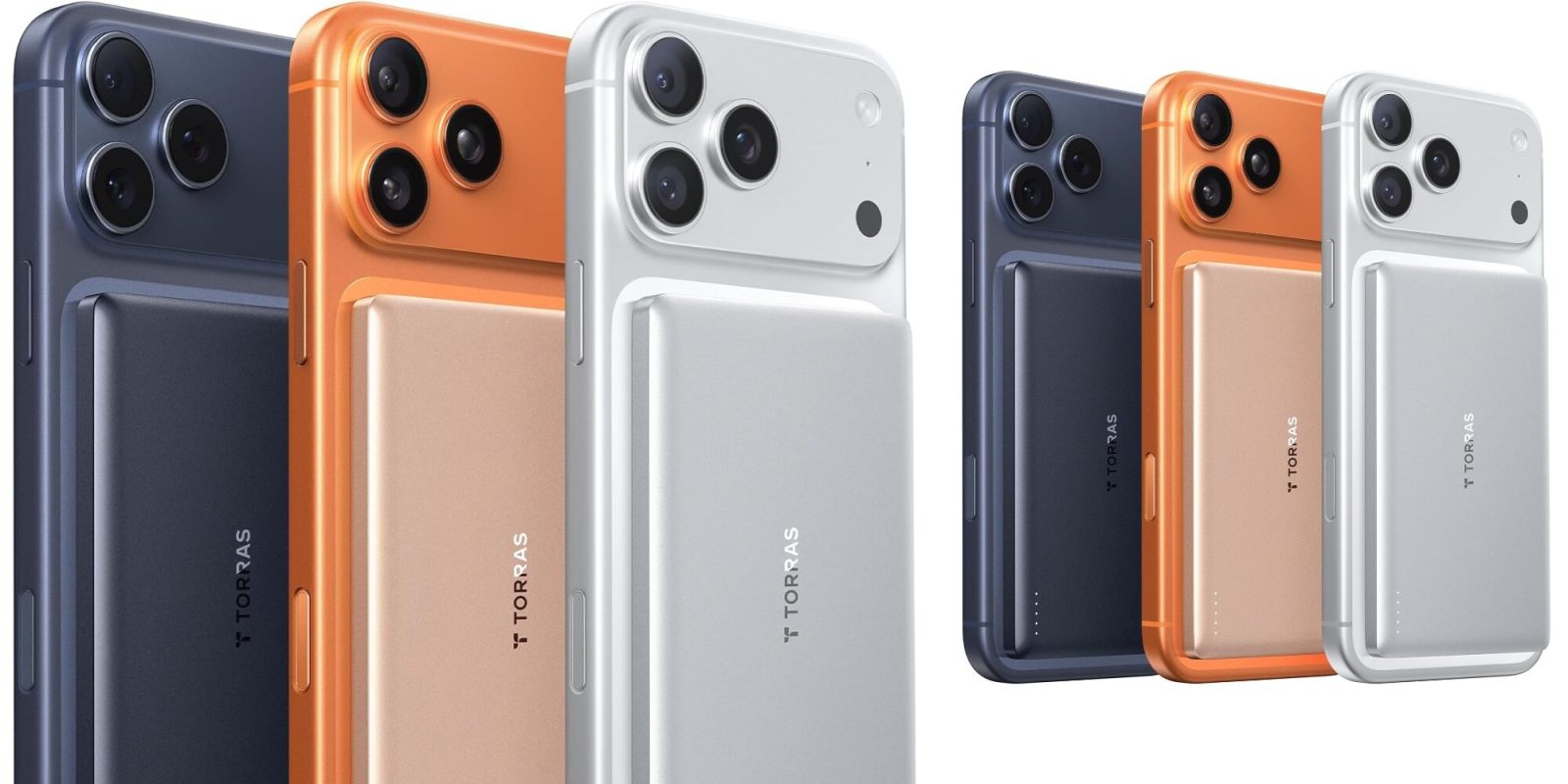 Image showing renders of TORRAS iPhone 17 slim power bank.