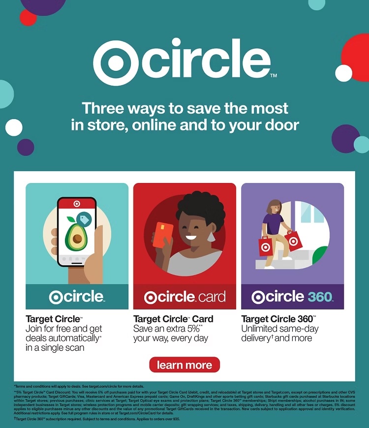 A advertisement for a target card