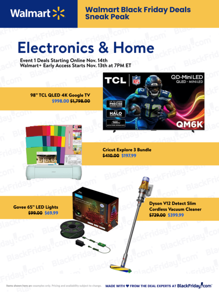 A advertisement for electronics and home appliances