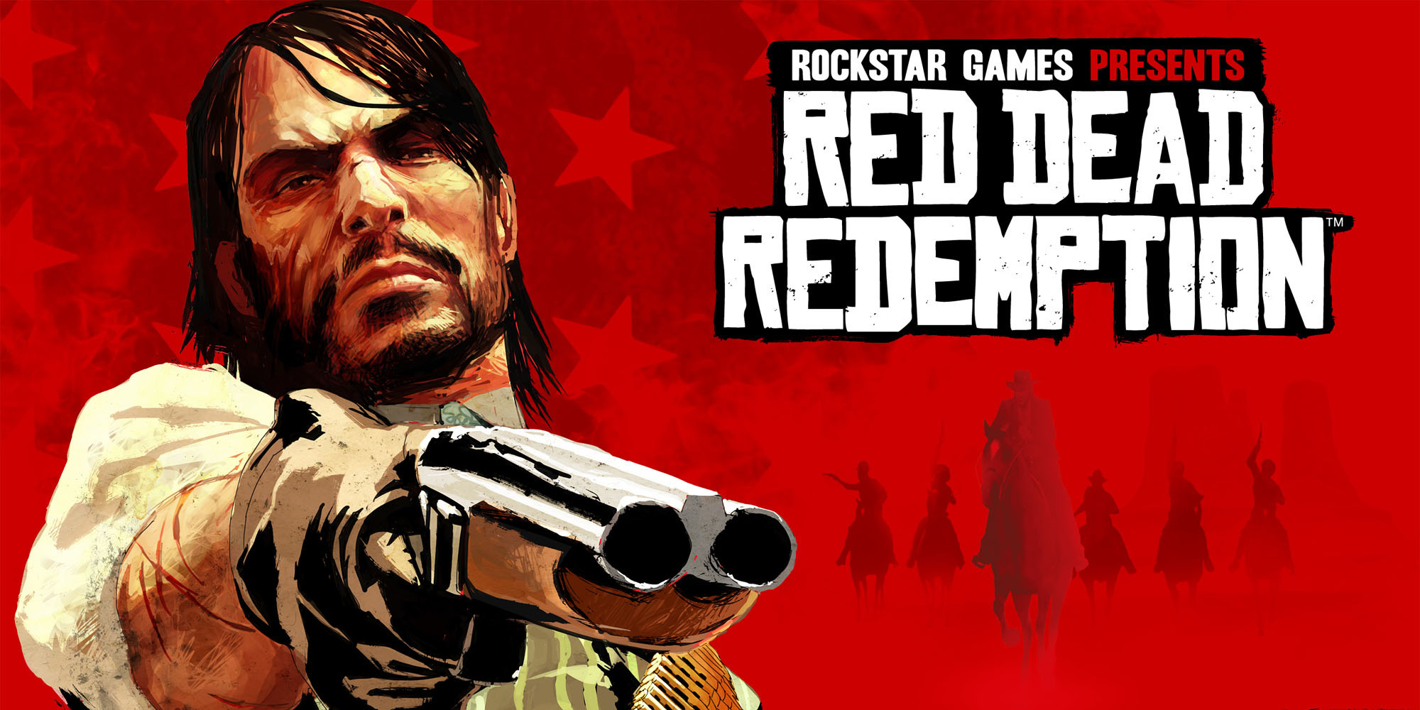 A video game poster with a man holding a gun