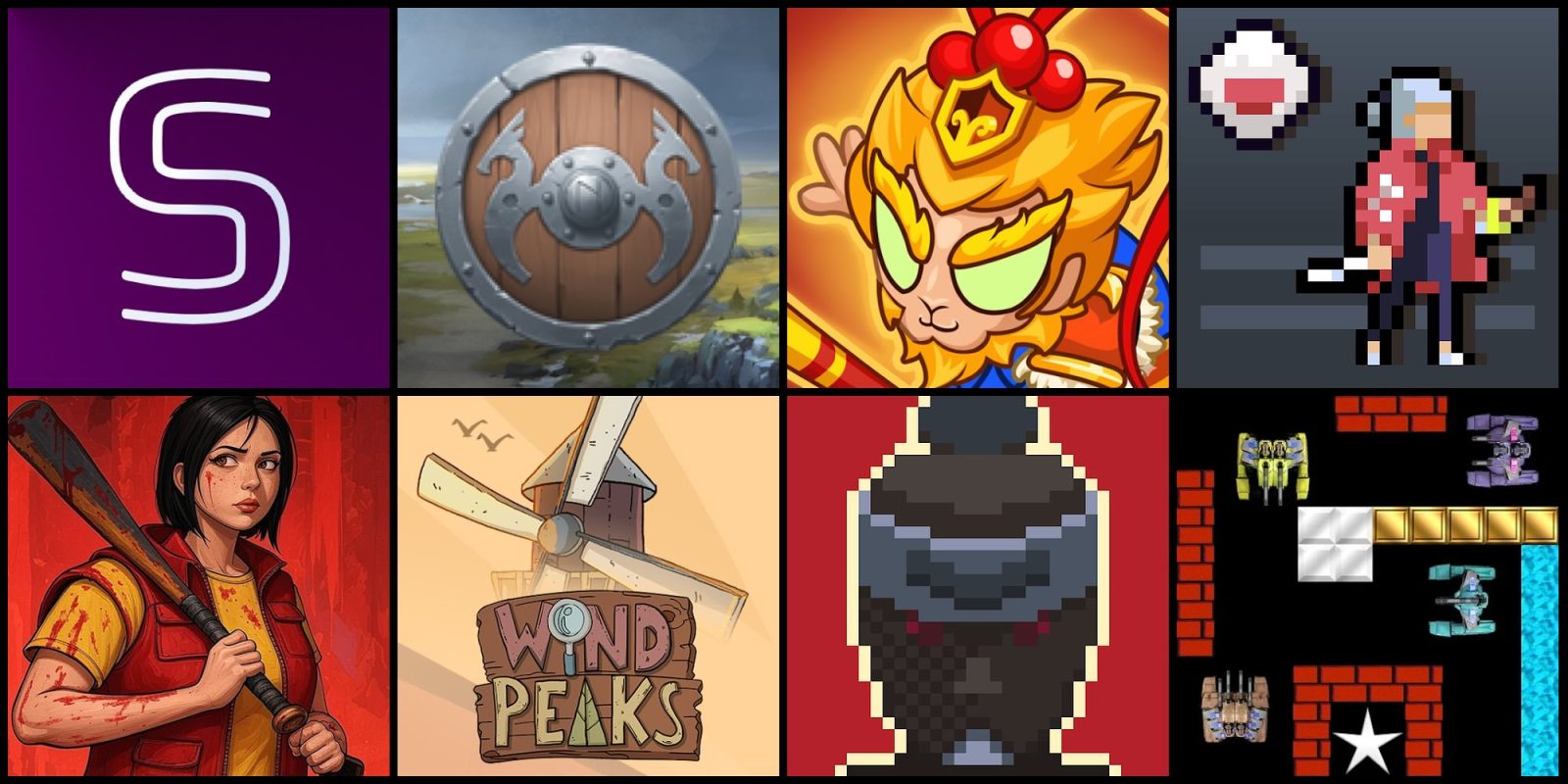 A collage of images of a game