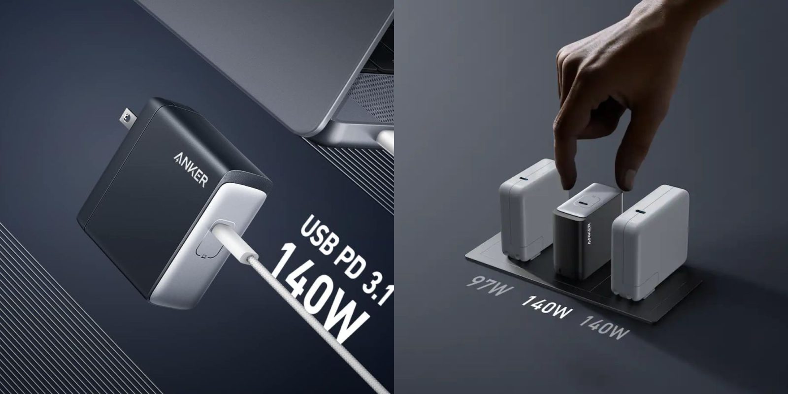 Image showing renders of Anker's 140W charger.