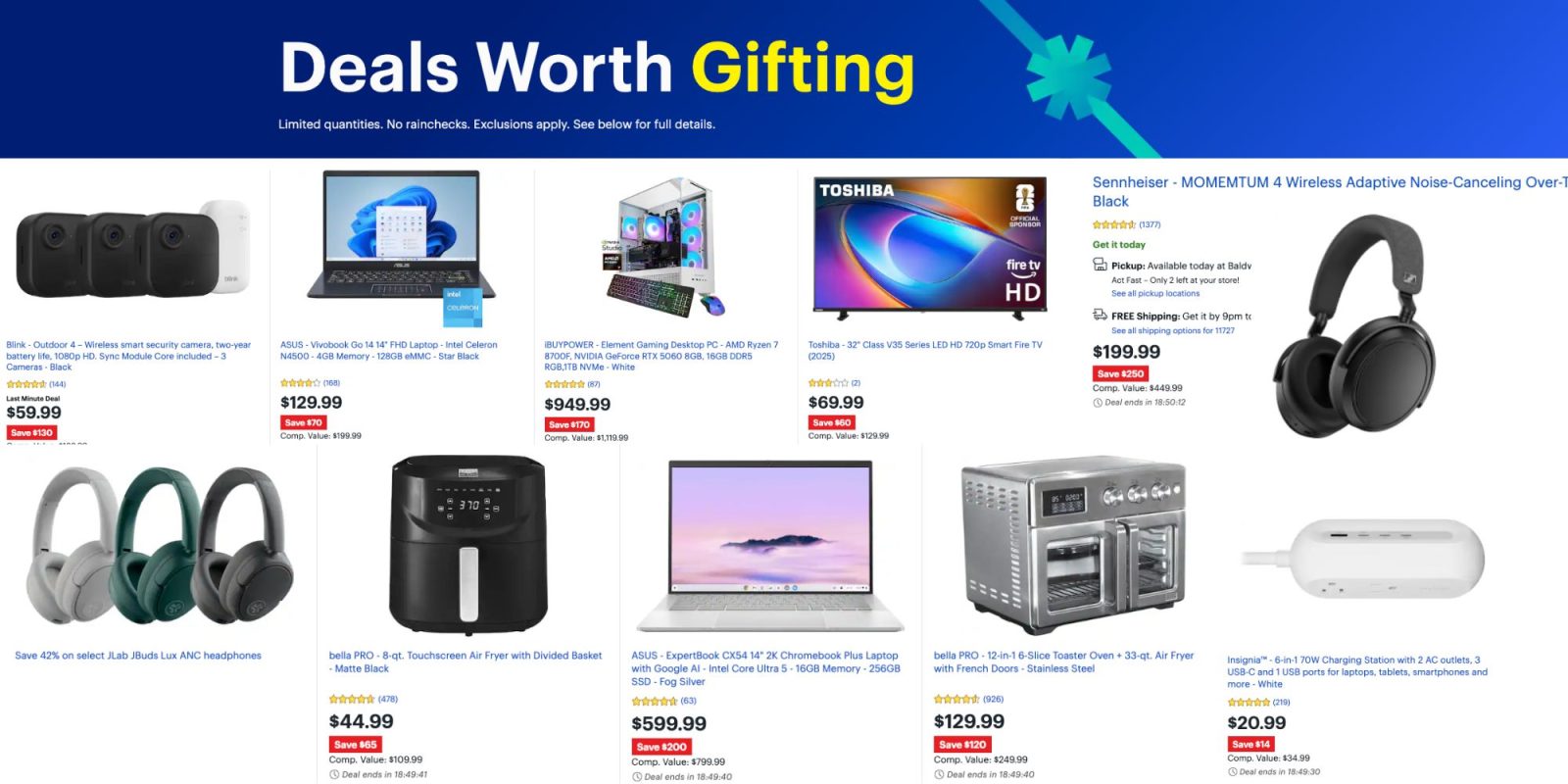 Image showing listings from Best Buy Deals of the Day offer section.