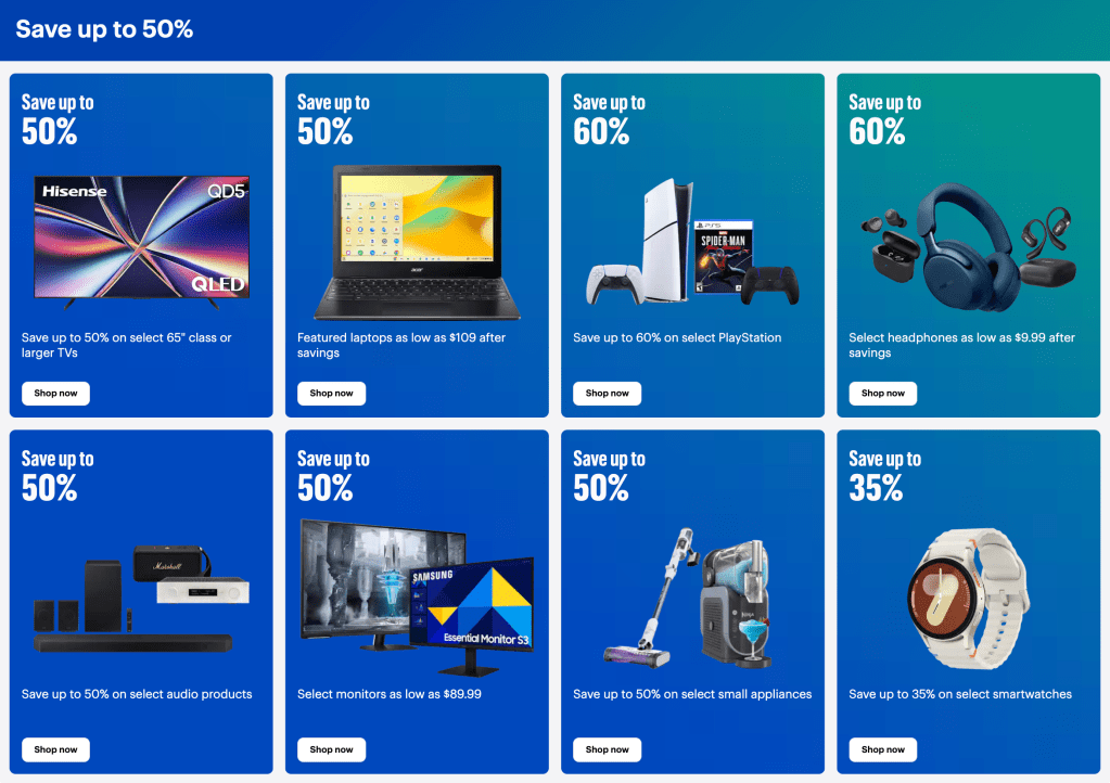 A screenshot of a blue advertisement