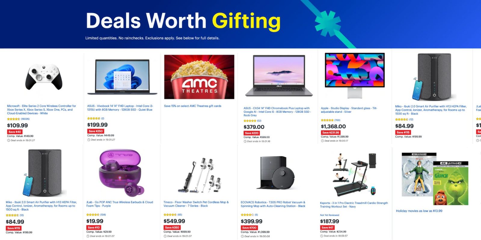 Image showing listings from Best Buy holiday deals of the day offer.