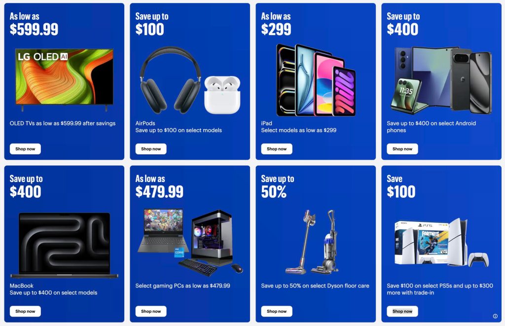 A screenshot of a blue advertisement