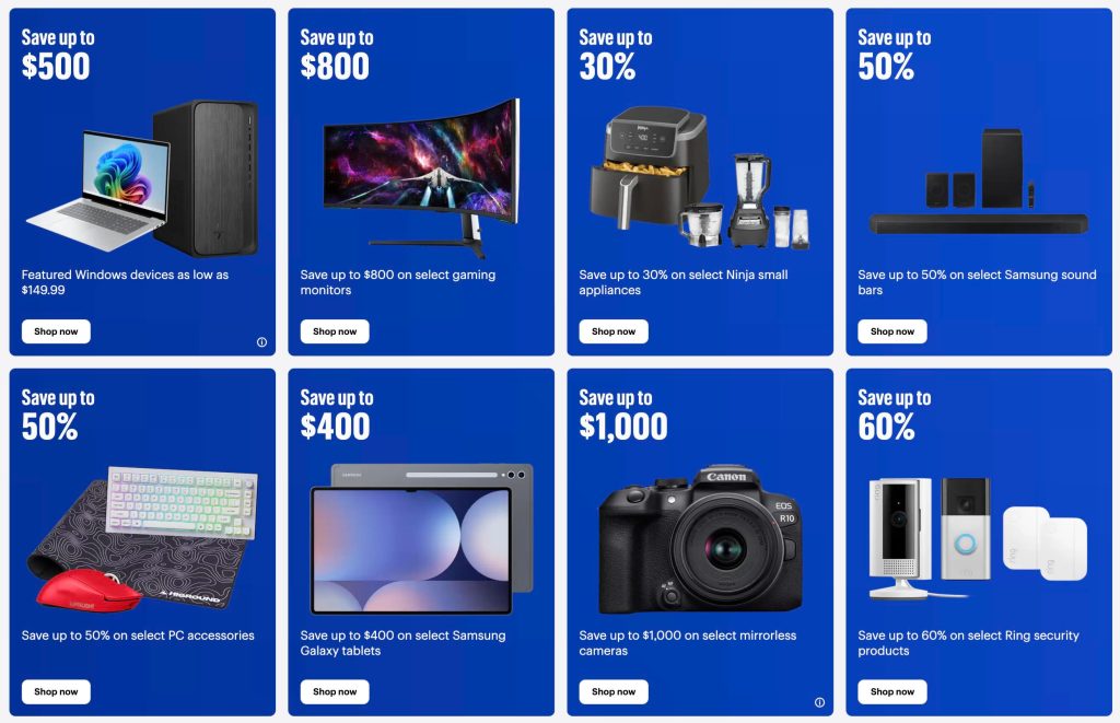 A screenshot of a blue advertisement