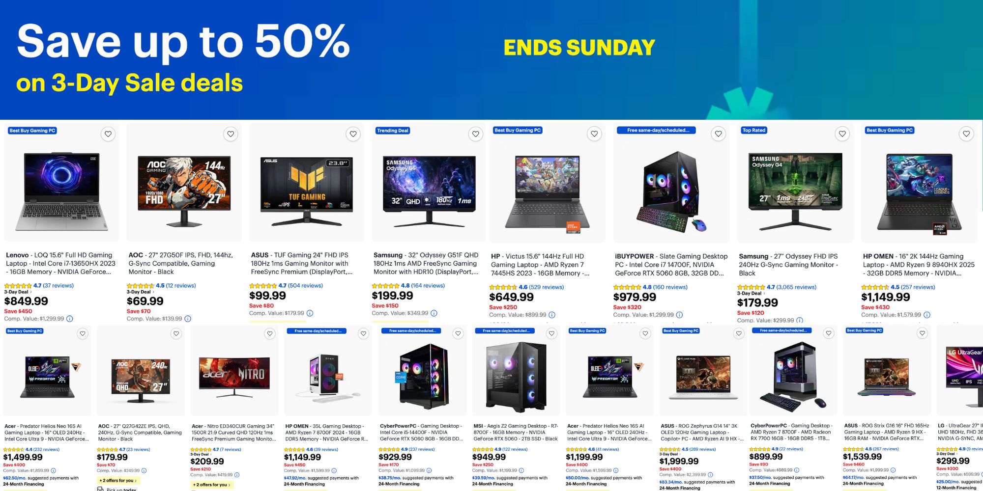 Image showing listings from Best Buy's holidays sale.