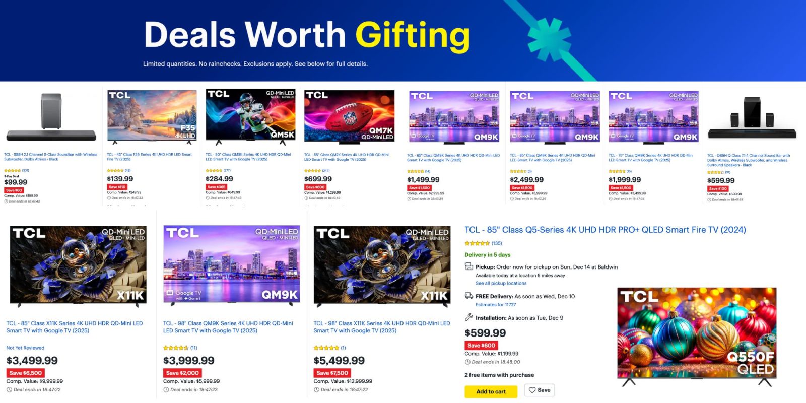 Image showing listings from Best Buy Deals of the Day offers.