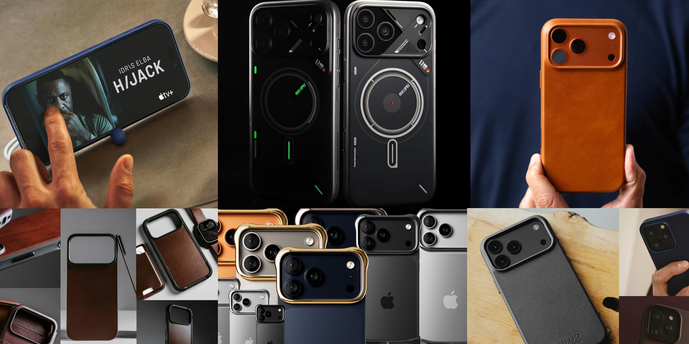 A collage of different cell phones