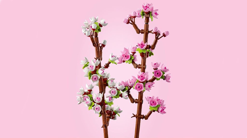 A plastic flowers on a tree