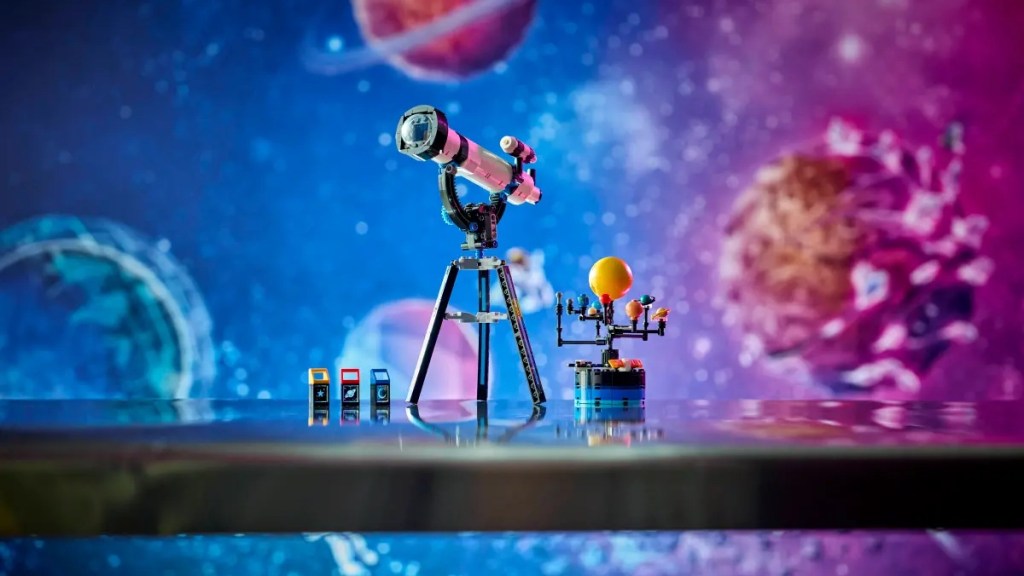 A toy telescope and a stand
