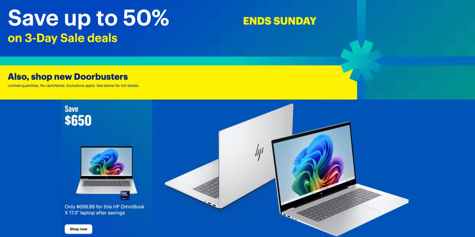 A advertisement for a laptop