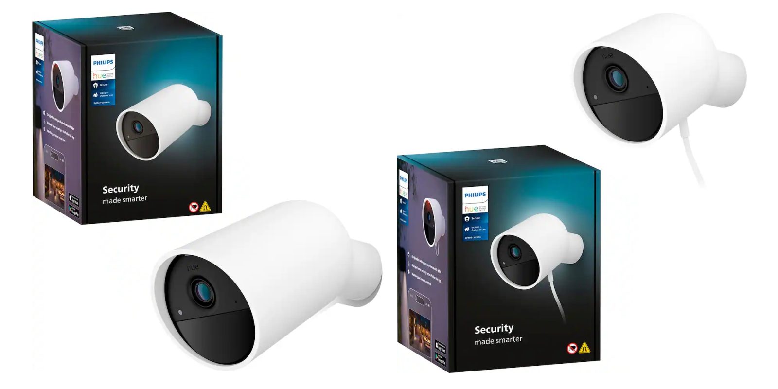 A white and black security camera