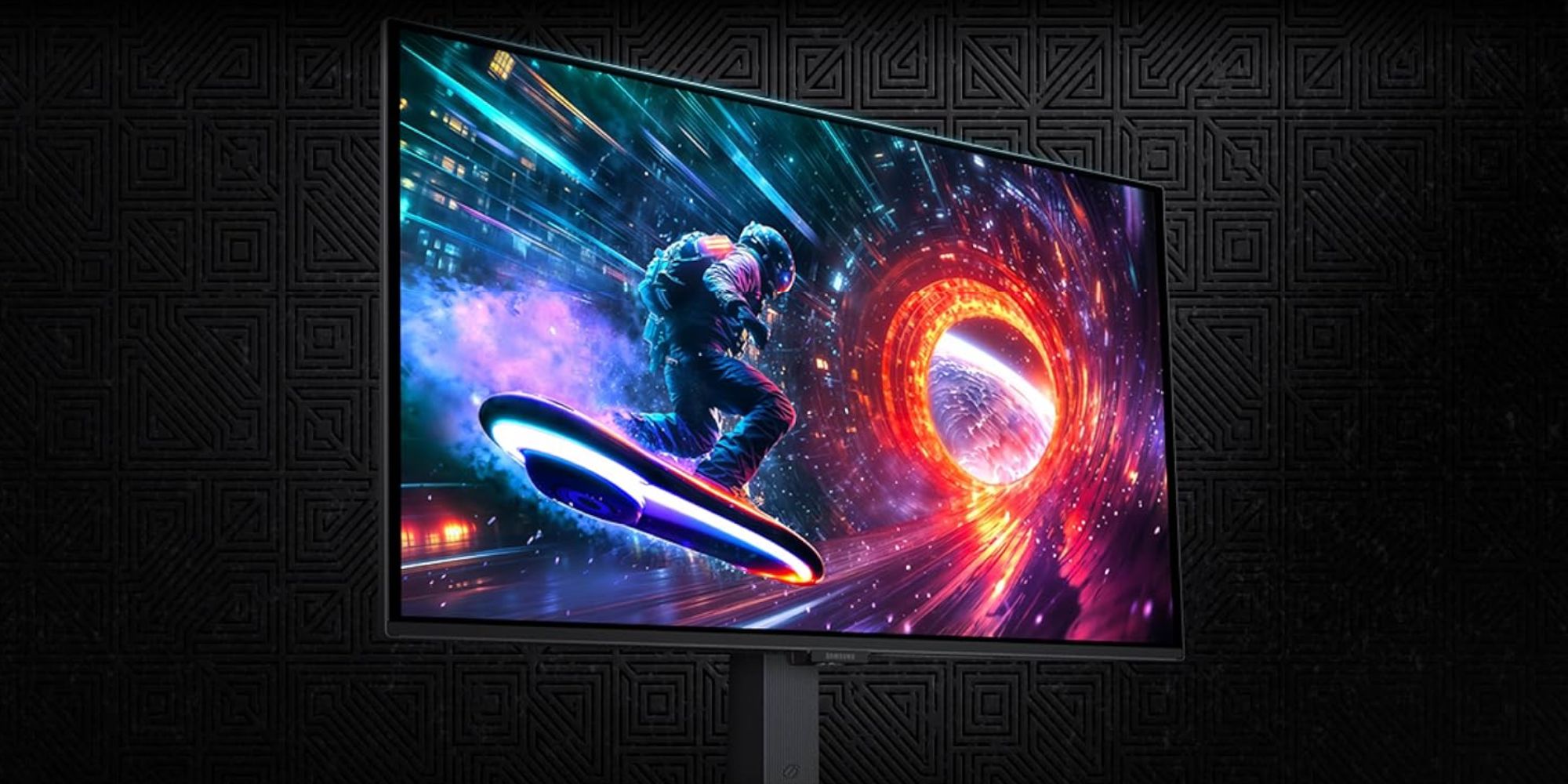 A screen with a picture of a man on a surfboard