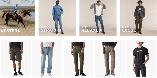 A collage of a man wearing jeans