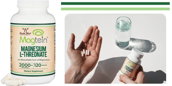 A hand holding pills and a bottle of water