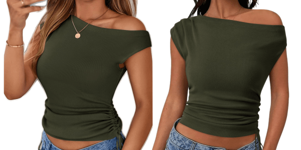 A woman wearing a green shirt