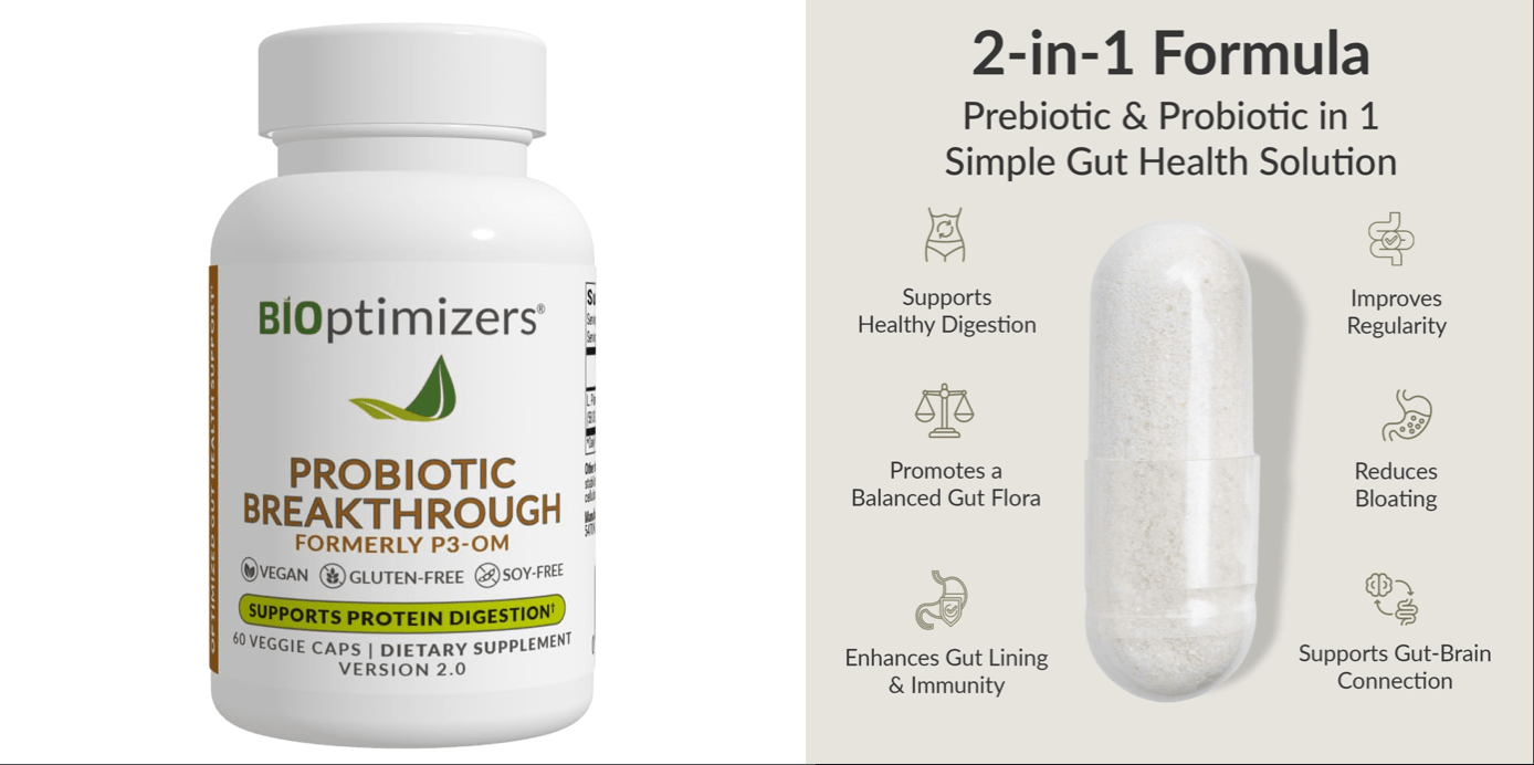 A bottle of prebiotic and a pill