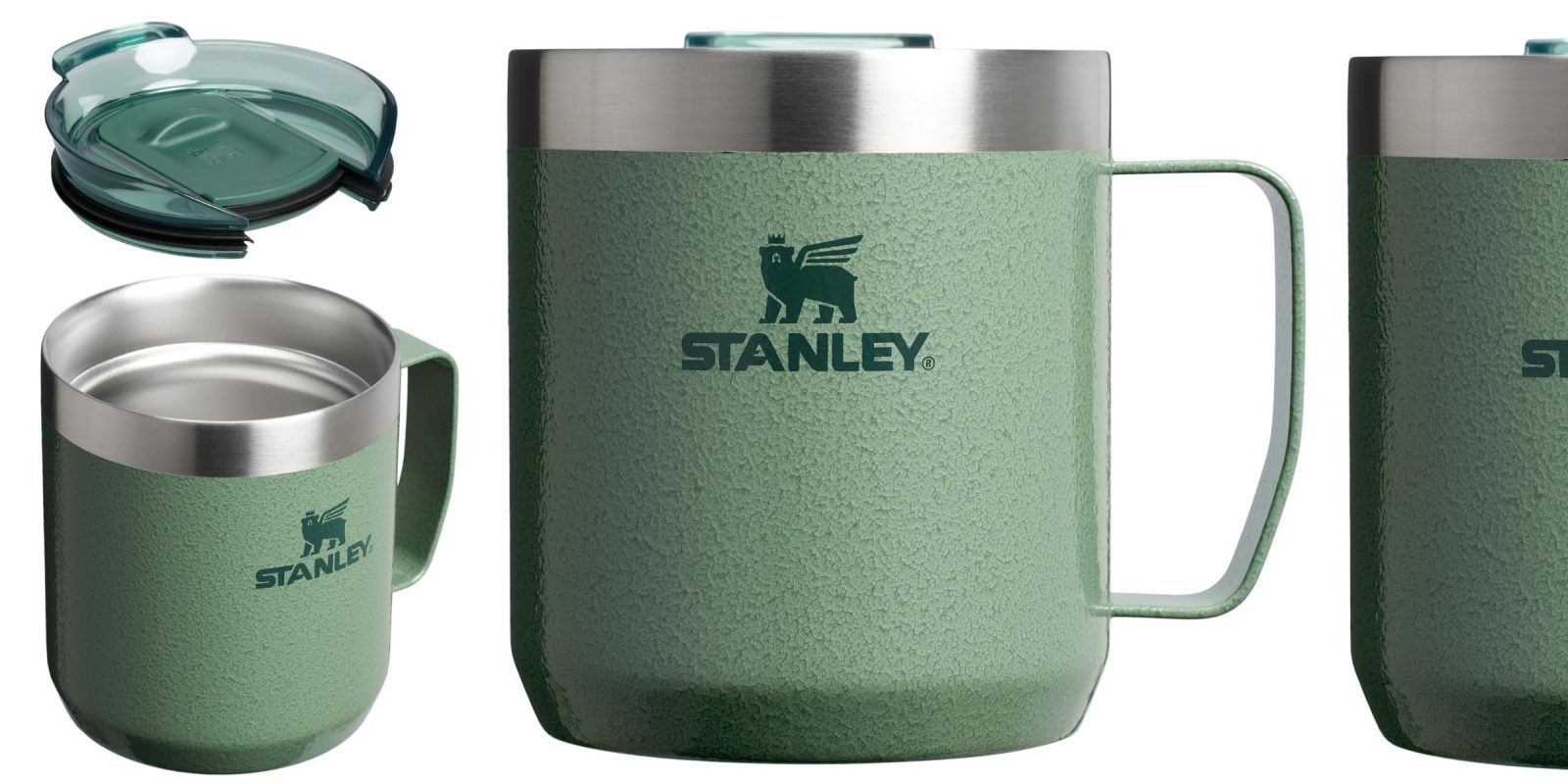 A green mug with a handle