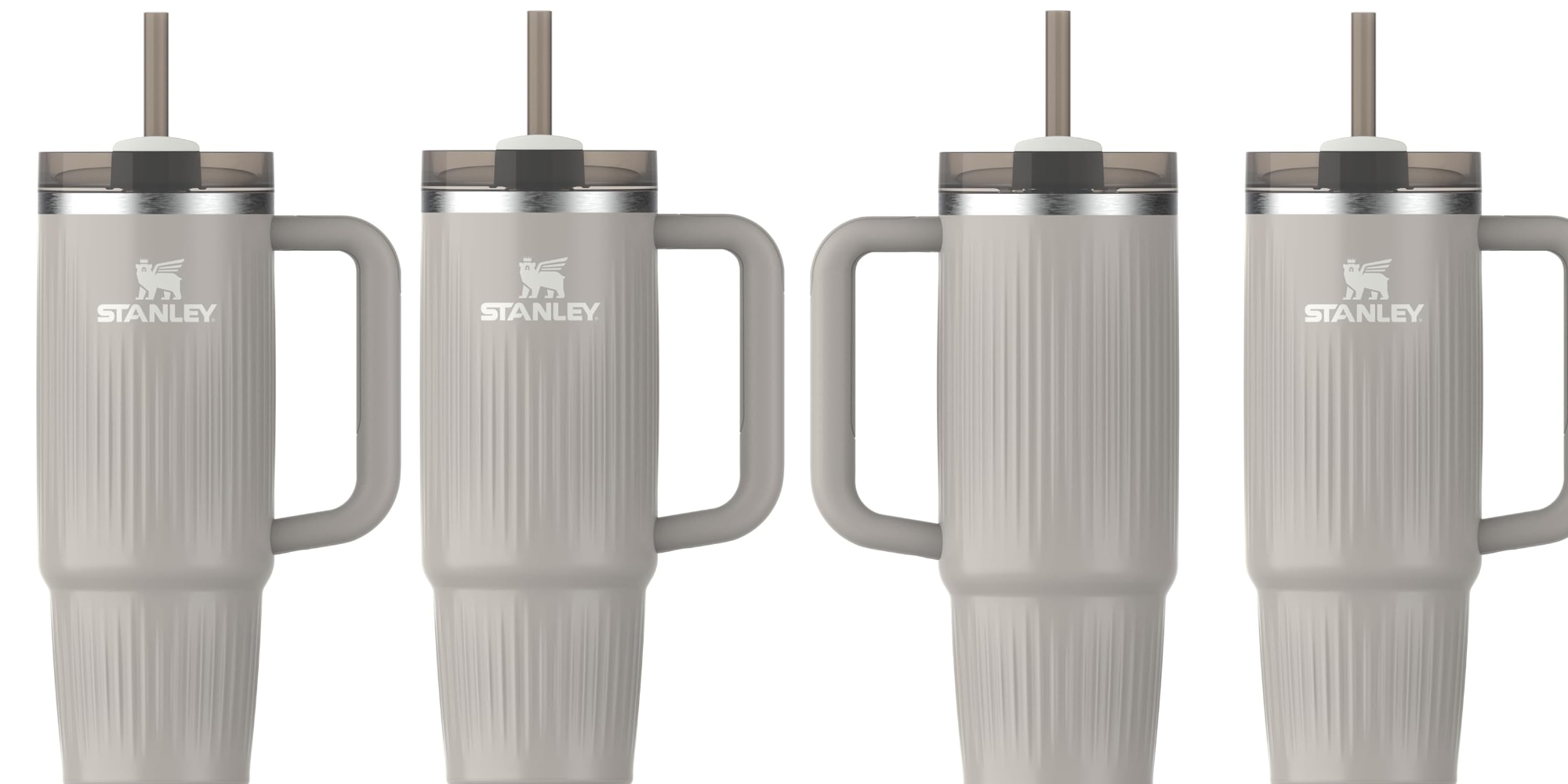 A couple of white cups with straws