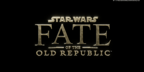 A logo on a black background