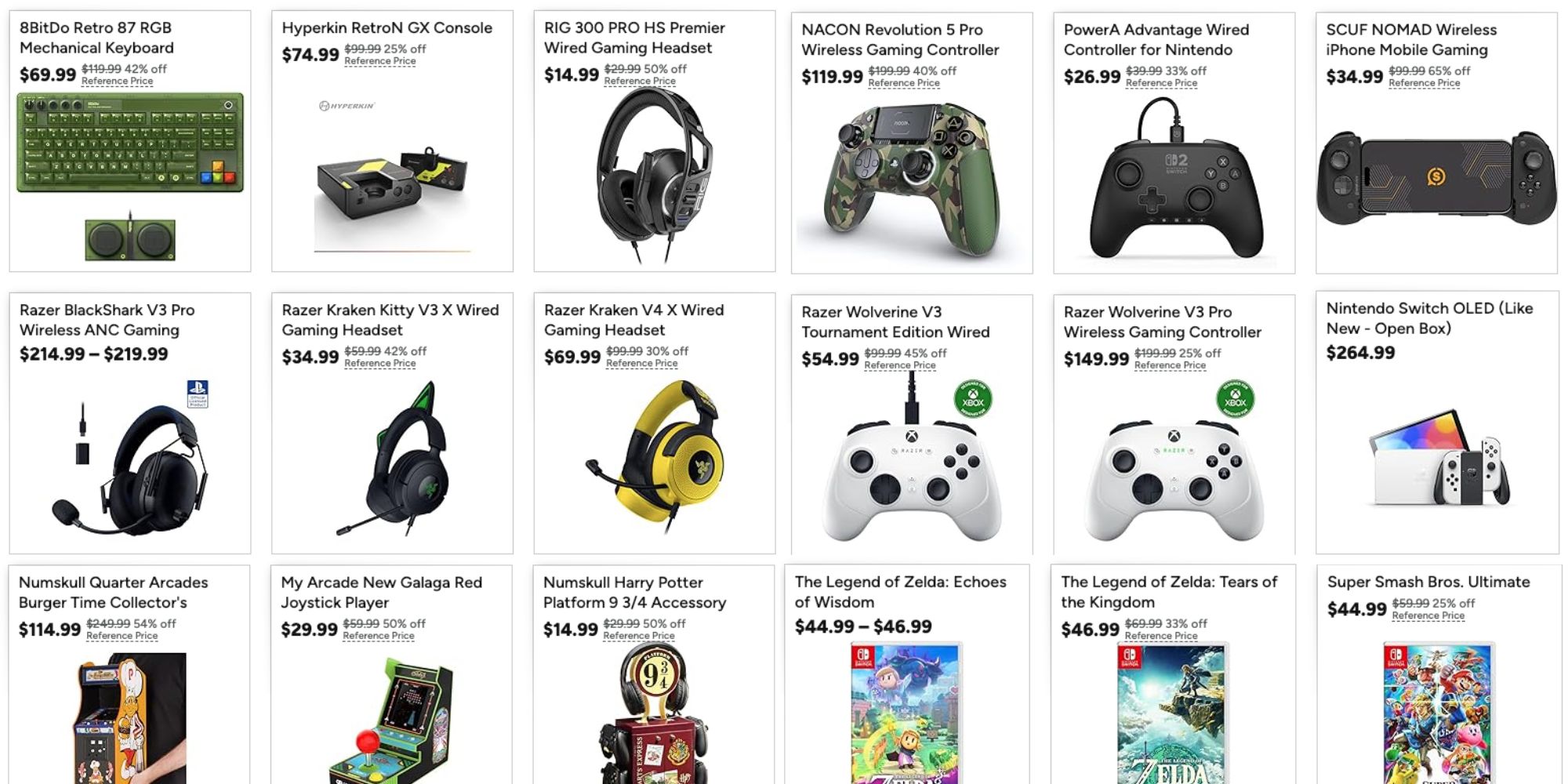 Image showing listings from Woot video game sale.