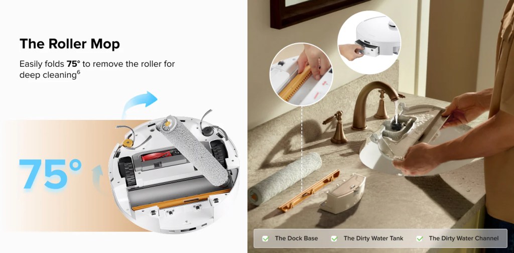 A close-up of a robot vacuum cleaner