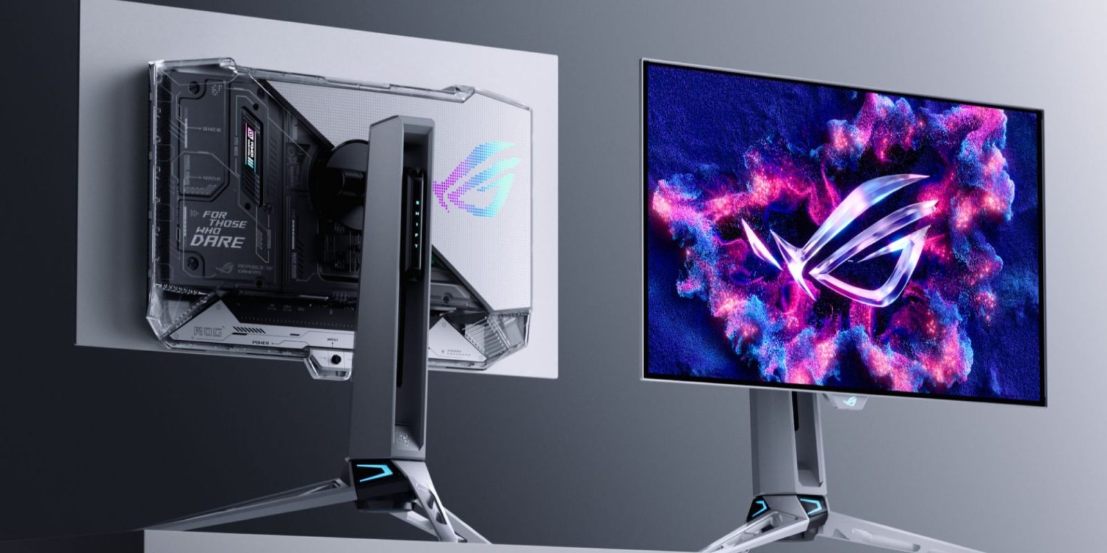 Image showing a render of ASUS' ROG Swift 27-inch 4K gaming monitor with see-through rear panel.