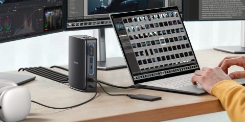 A laptop and a hard drive connected to a computer