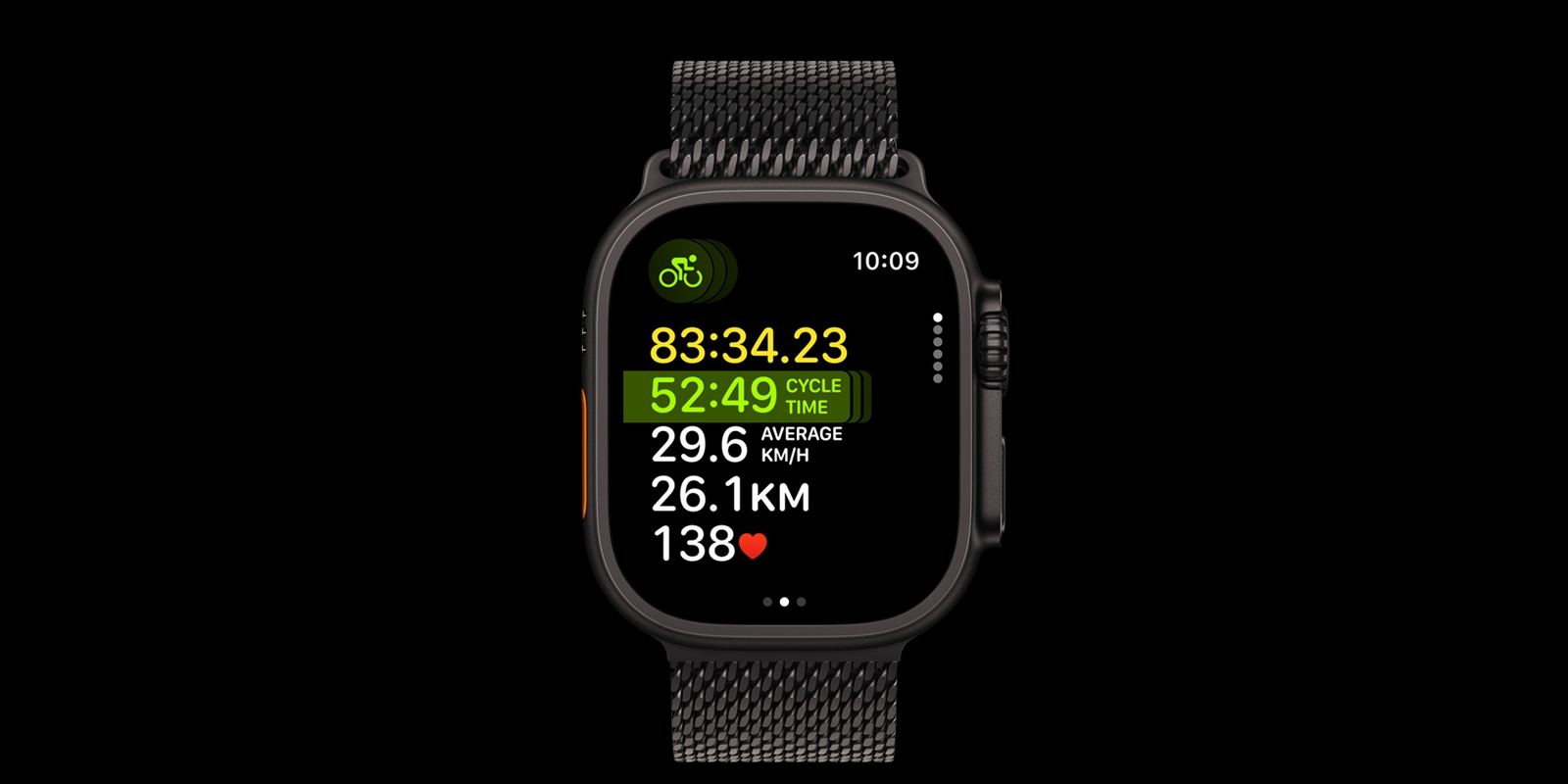 A smart watch with a screen showing time and speed