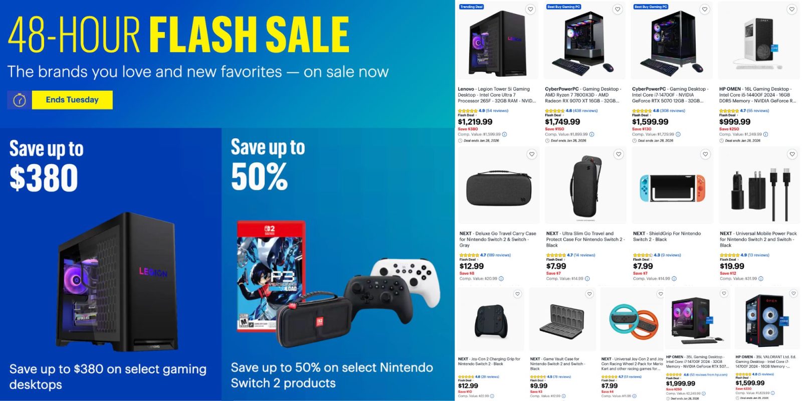 Image showing listings from BB flash sale.