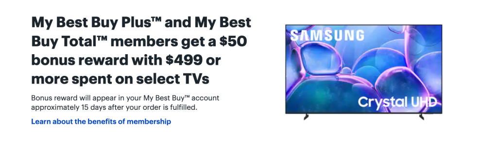 A screen with text and a picture of a television