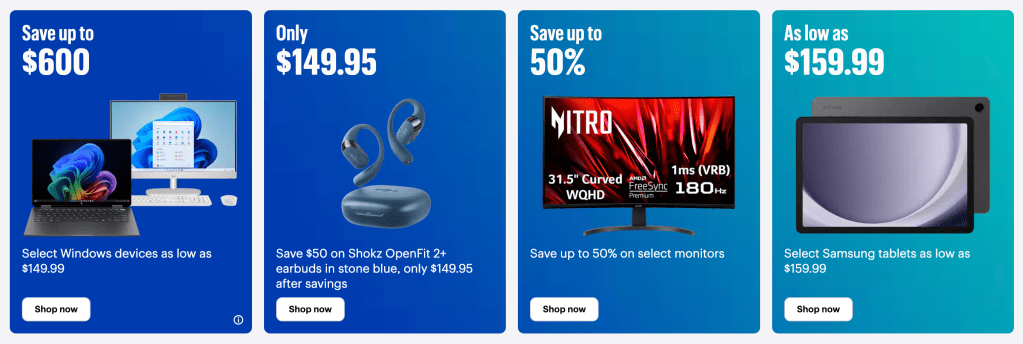 A screenshot of a blue advertisement