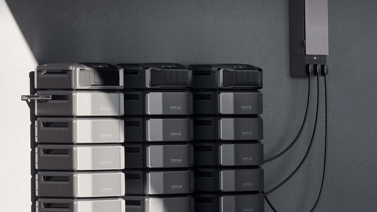 A stack of black and white computer servers