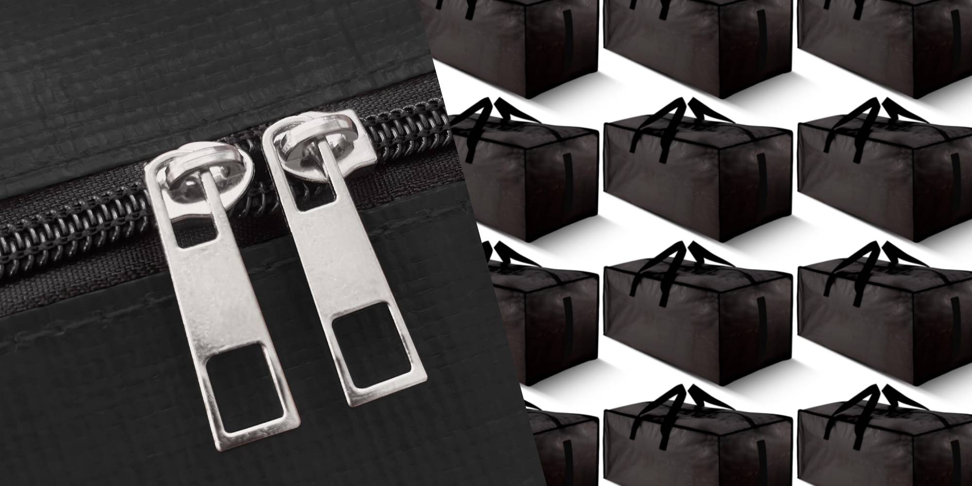 A close up of a zipper