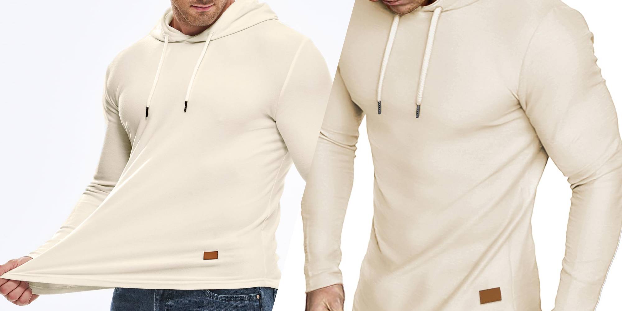 A man wearing a white hoodie