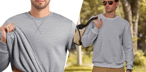 A man wearing a grey sweater