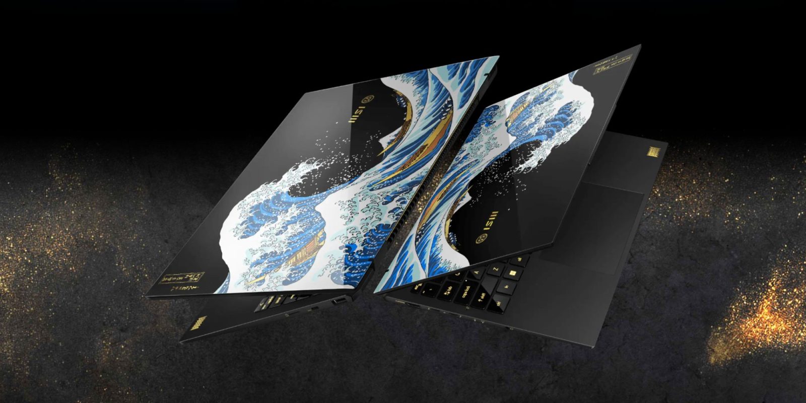 A laptop with a design on the side