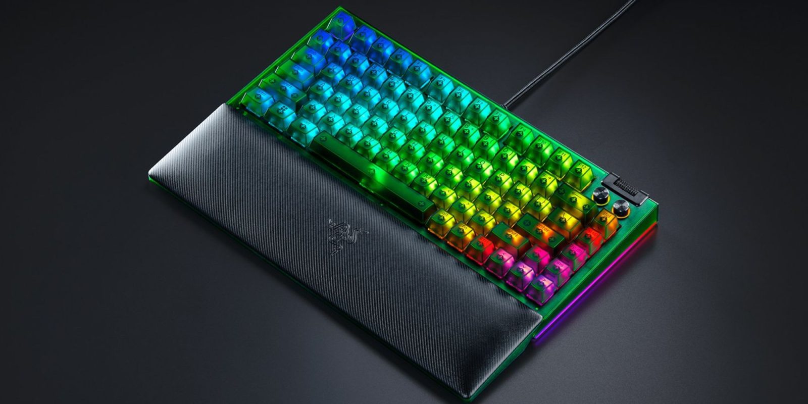 Image showing Razer's BlackWidow V4 75% Phantom Green gaming keyboard.
