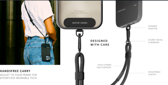 A close-up of a phone strap