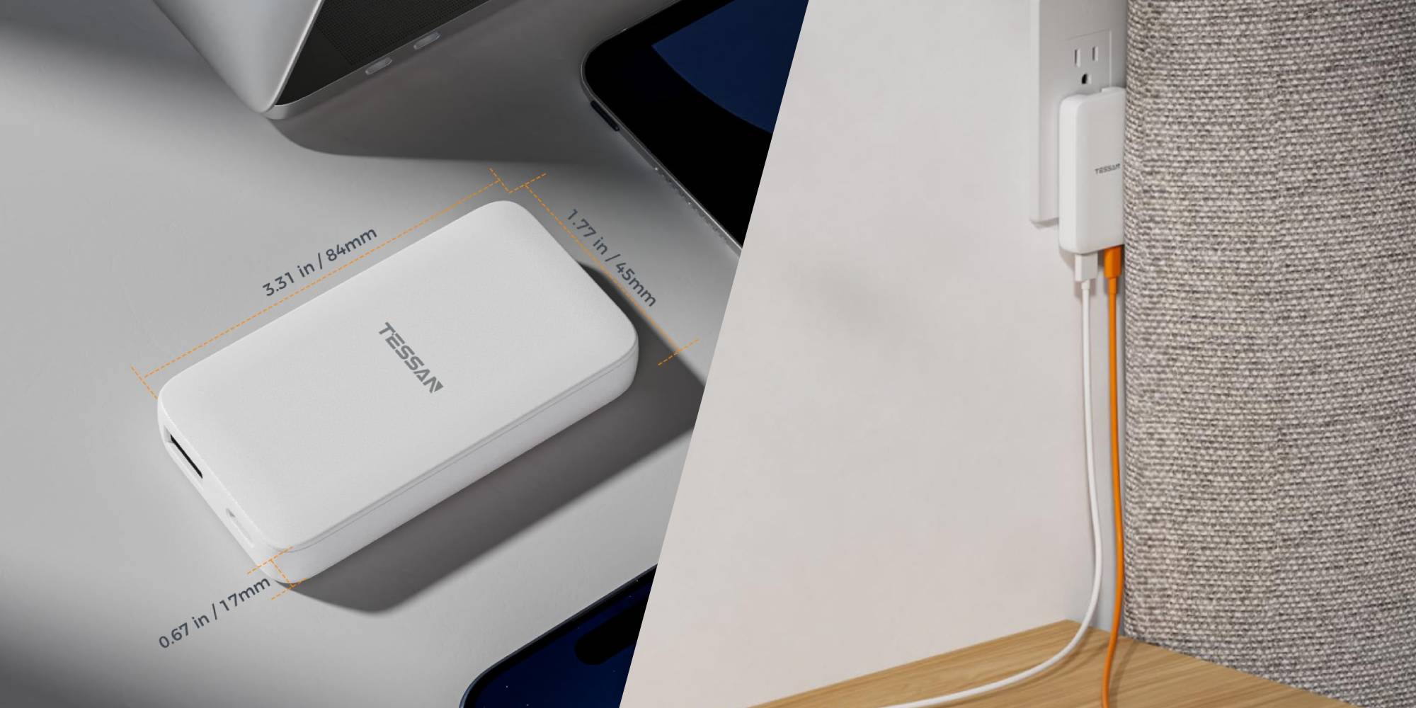 A white rectangular device on a table