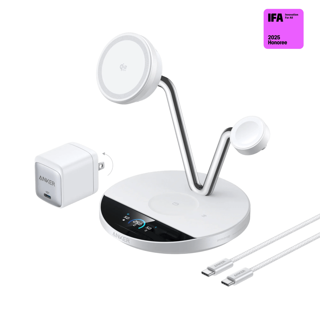 A white device with a curved neck