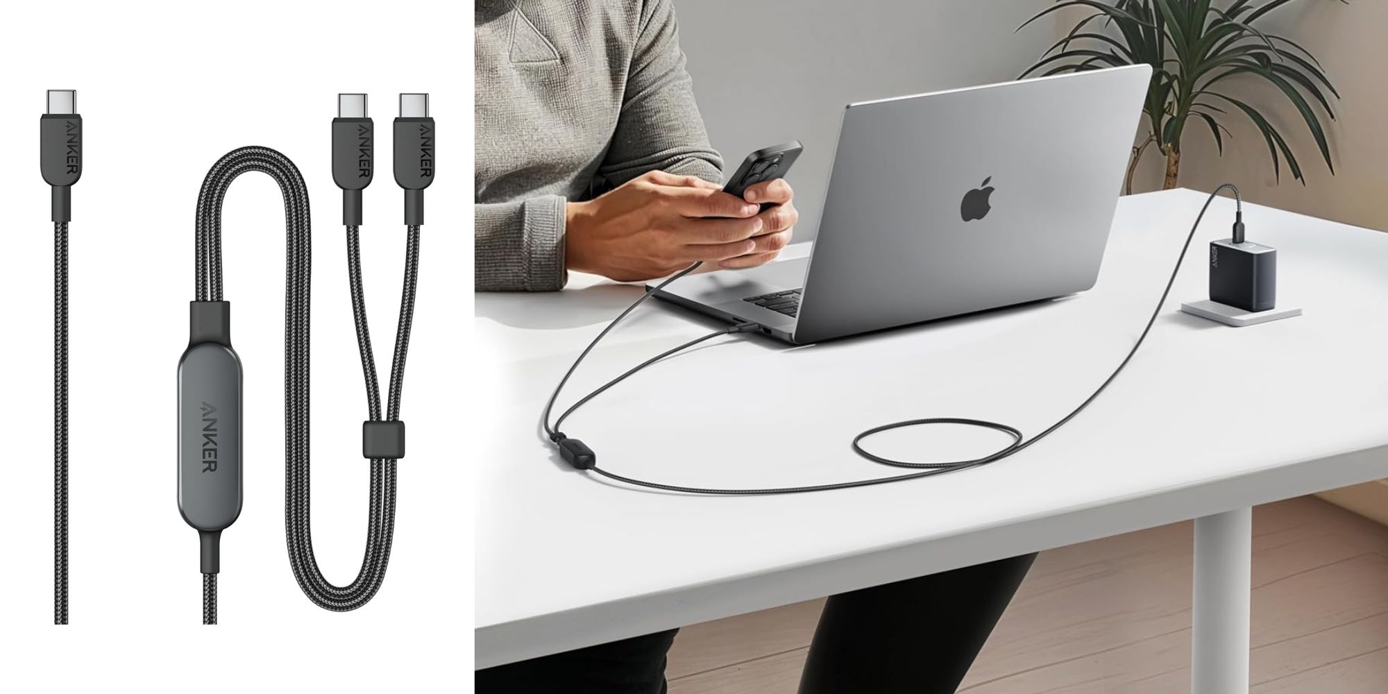 Image showing renders of Anker's 2-in-1 USB-C cables.