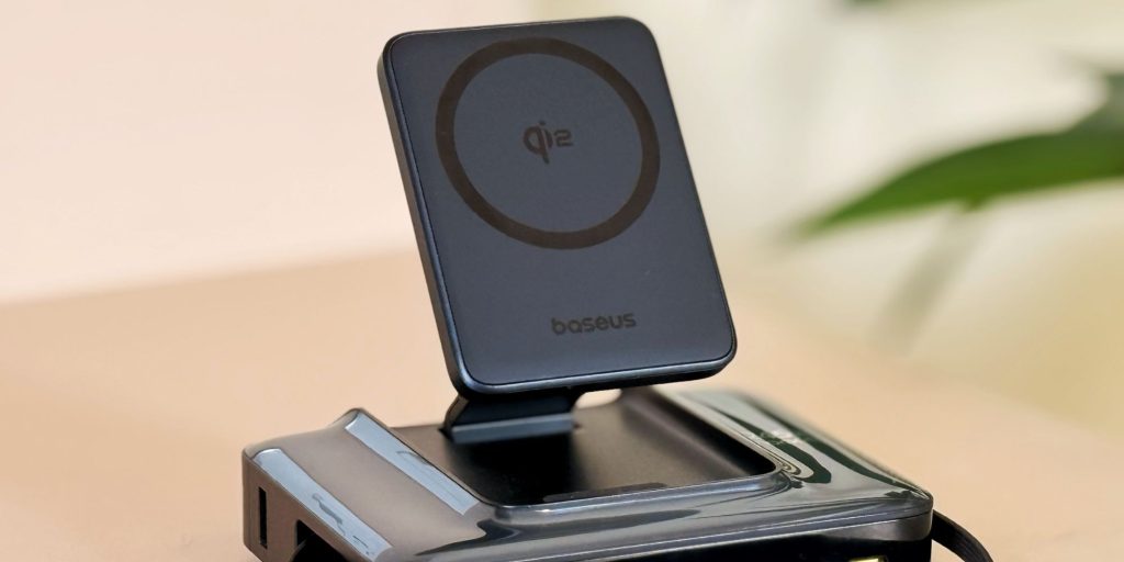 A black device on a table